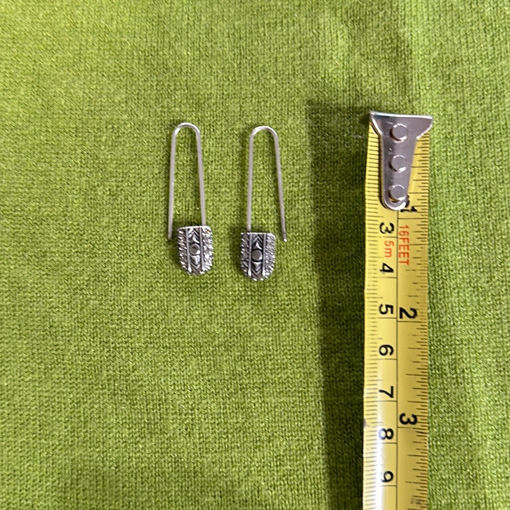 Sterling Silver and Marcasite Safety Pin Earrings